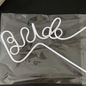 White Bride Party Straw